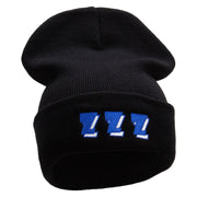 ZZZ Embroidered 12 Inch Long Knitted Beanie - Black OSFM