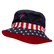 Flag Color Pinwheel Embroidered USA Flag Bucket Hat