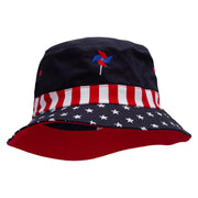 Flag Color Pinwheel Embroidered USA Flag Bucket Hat