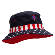 Flag Color Pinwheel Embroidered USA Flag Bucket Hat