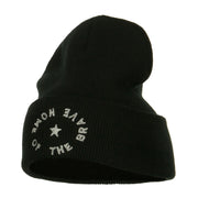 Home of the Brave Embroidered Long Beanie