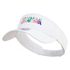 Grandma with Flowers Embroidered Cotton Twill Sun Visor - White OSFM