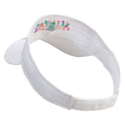 Grandma with Flowers Embroidered Cotton Twill Sun Visor - White OSFM