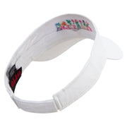 Grandma with Flowers Embroidered Cotton Twill Sun Visor - White OSFM