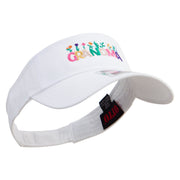 Grandma with Flowers Embroidered Cotton Twill Sun Visor - White OSFM