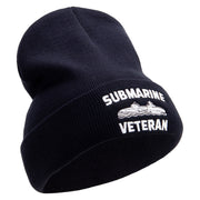 U.S. Submarine Veteran Embroidered 12 Inch Long Knitted Beanie - Black OSFM