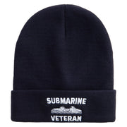 U.S. Submarine Veteran Embroidered 12 Inch Long Knitted Beanie - Black OSFM