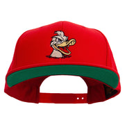 Angry Duck In Pond Embroidered Wool Blend Prostyle Snapback - Red OSFM