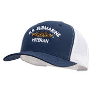 Licensed Golden Dolphin US Submarine Veteran Embroidered Contrast Trucker Cap - Navy-White OSFM