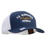 Licensed Golden Dolphin US Submarine Veteran Embroidered Contrast Trucker Cap - Navy-White OSFM