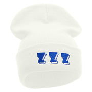 ZZZ Embroidered 12 Inch Long Knitted Beanie - White OSFM