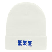 ZZZ Embroidered 12 Inch Long Knitted Beanie - White OSFM