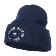 Home of the Brave Embroidered Long Beanie