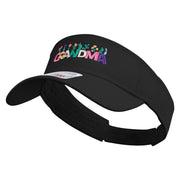 Grandma with Flowers Embroidered Cotton Twill Sun Visor - Black OSFM