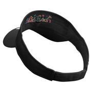 Grandma with Flowers Embroidered Cotton Twill Sun Visor - Black OSFM