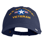 U.S. Air Force Roundel Veteran Embroidered Washed Solid Pigment Dyed Cotton Twill Brass Buckle Cap - Navy OSFM