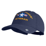 U.S. Air Force Roundel Veteran Embroidered Washed Solid Pigment Dyed Cotton Twill Brass Buckle Cap - Navy OSFM