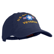 U.S. Air Force Roundel Veteran Embroidered Washed Solid Pigment Dyed Cotton Twill Brass Buckle Cap - Navy OSFM