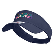 Grandma with Flowers Embroidered Cotton Twill Sun Visor - Navy OSFM