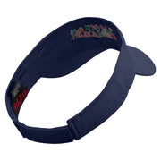 Grandma with Flowers Embroidered Cotton Twill Sun Visor - Navy OSFM