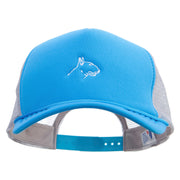 Bull Terrier Embroidered Summer Foam Mesh Trucker Cap - Aqua-Grey OSFM