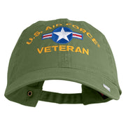 U.S. Air Force Roundel Veteran Embroidered Washed Solid Pigment Dyed Cotton Twill Brass Buckle Cap - Olive OSFM