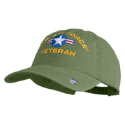 U.S. Air Force Roundel Veteran Embroidered Washed Solid Pigment Dyed Cotton Twill Brass Buckle Cap - Olive OSFM
