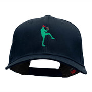 Baseball Pitcher Silhouette Embroidered Cotton Twill Cap