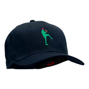 Baseball Pitcher Silhouette Embroidered Cotton Twill Cap