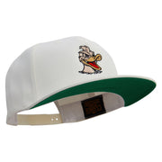 Angry Duck In Pond Embroidered Wool Blend Prostyle Snapback - Natural OSFM