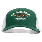 Licensed Golden Dolphin US Submarine Veteran Embroidered Contrast Trucker Cap - Evergreen-White OSFM