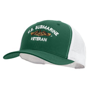 Licensed Golden Dolphin US Submarine Veteran Embroidered Contrast Trucker Cap - Evergreen-White OSFM