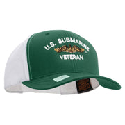 Licensed Golden Dolphin US Submarine Veteran Embroidered Contrast Trucker Cap - Evergreen-White OSFM