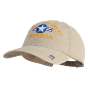 U.S. Air Force Roundel Veteran Embroidered Washed Solid Pigment Dyed Cotton Twill Brass Buckle Cap - Khaki OSFM