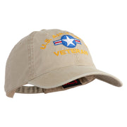 U.S. Air Force Roundel Veteran Embroidered Washed Solid Pigment Dyed Cotton Twill Brass Buckle Cap - Khaki OSFM