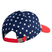 Small USA Vertical Iron on Patched 6 Panel Structured Cotton Twill USA Flag Cap - White OSFM