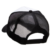 Yin Yang Black and White Embroidered 5 Panel High Profile Poly Cotton Twill Mesh Trucker Cap - White-Black OSFM