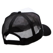 Yin Yang Black and White Embroidered 5 Panel High Profile Poly Cotton Twill Mesh Trucker Cap - White-Black OSFM