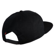 Old English White L Patched Cotton Twill Flat Bill Cap - Black OSFM