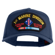 1st Marine Division Korean War Veteran 1953-53 Patched Solid Cotton Twill 5 panel Mesh Back Cap - Navy OSFM