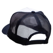 Yin Yang Black and White Embroidered 5 Panel High Profile Poly Cotton Twill Mesh Trucker Cap - White-Navy OSFM