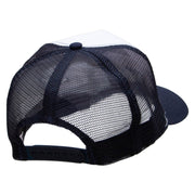 Yin Yang Black and White Embroidered 5 Panel High Profile Poly Cotton Twill Mesh Trucker Cap - White-Navy OSFM