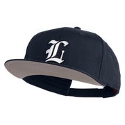 Old English White L Patched Cotton Twill Flat Bill Cap - Navy OSFM
