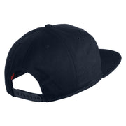 Old English White L Patched Cotton Twill Flat Bill Cap - Navy OSFM