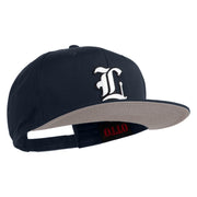 Old English White L Patched Cotton Twill Flat Bill Cap - Navy OSFM
