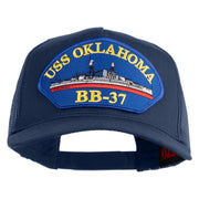 USS Oklahoma BB 37 Blue Patched Solid Cotton Twill 5 panel Mesh Back Cap - Navy OSFM