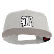 Old English White L Patched Cotton Twill Flat Bill Cap - White OSFM