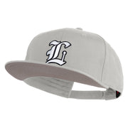 Old English White L Patched Cotton Twill Flat Bill Cap - White OSFM