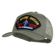 1st Marine Division Korean War Veteran 1953-53 Patched Solid Cotton Twill 5 panel Mesh Back Cap - Grey OSFM