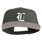 Old English White L Patched Cotton Twill Flat Bill Cap - Charcoal OSFM